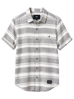 Lifetime Collective Striped Button Up Shirt Mens Large Gray White Coastal Casual
